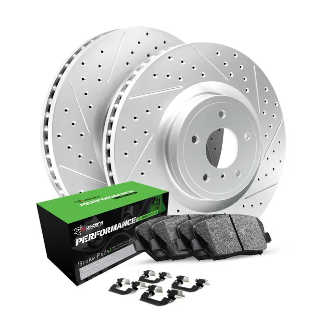 R1 Concepts WBSH1-31181 Brake Rotors - Carbon Coated - D/S W/ Perf Sport Pads & Hdw